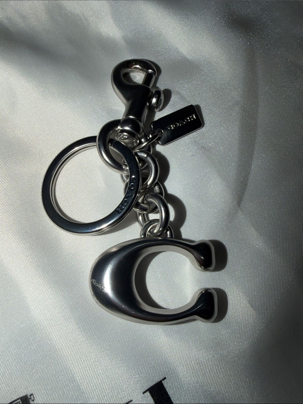 Coach Silver-tone Signature 'C' Key Charm